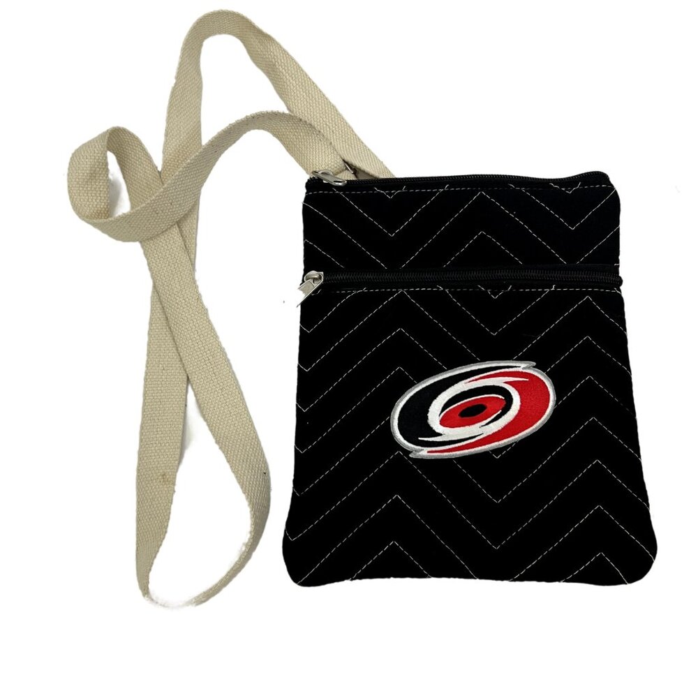 Carolina Hurricanes Hockey Quilted Crossbody Purse Bag Tote NHL Black Red Rare